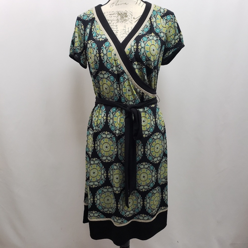 Sandra Darren Faux Wrap Belted Dress 12 - Picture 1 of 8